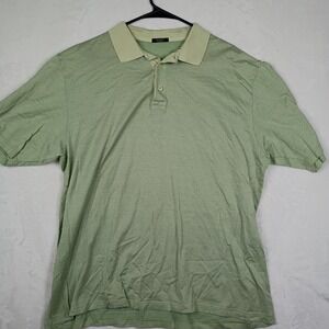Marbas Italy Mens XL Green Micro Pattern Short Sleeve Knit Polo Shirt Made Italy